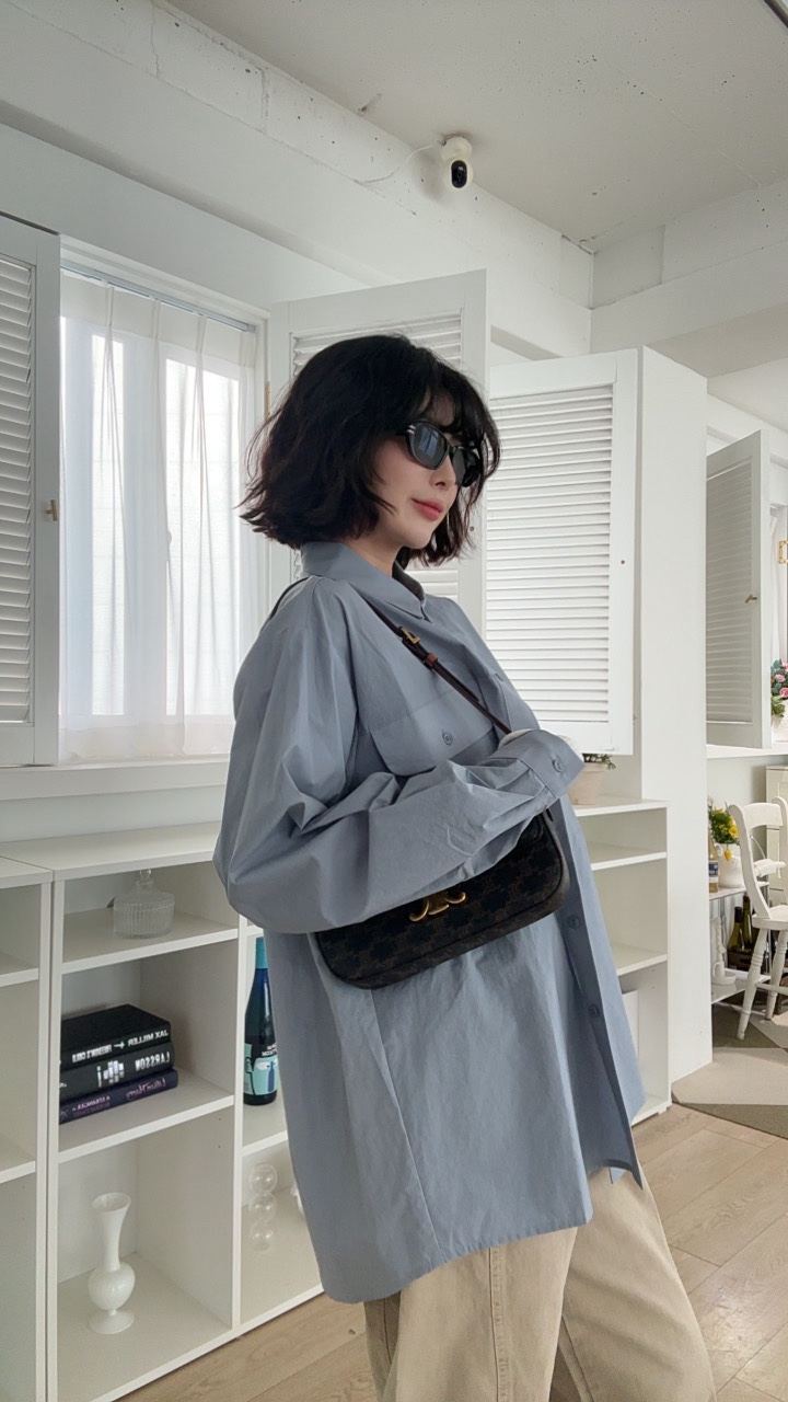 LUMIPLE韓國東大門代購女士新款人氣時尚襯衫蕾絲衫口袋寬松LUMIPLE襯衫/蕾絲衫