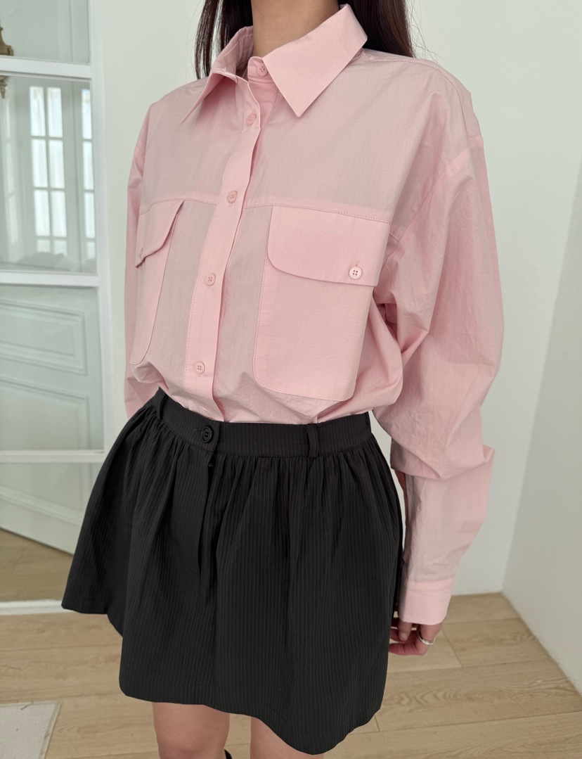 LUMIPLE韓國東大門代購女士新款人氣時尚襯衫蕾絲衫口袋寬松LUMIPLE襯衫/蕾絲衫