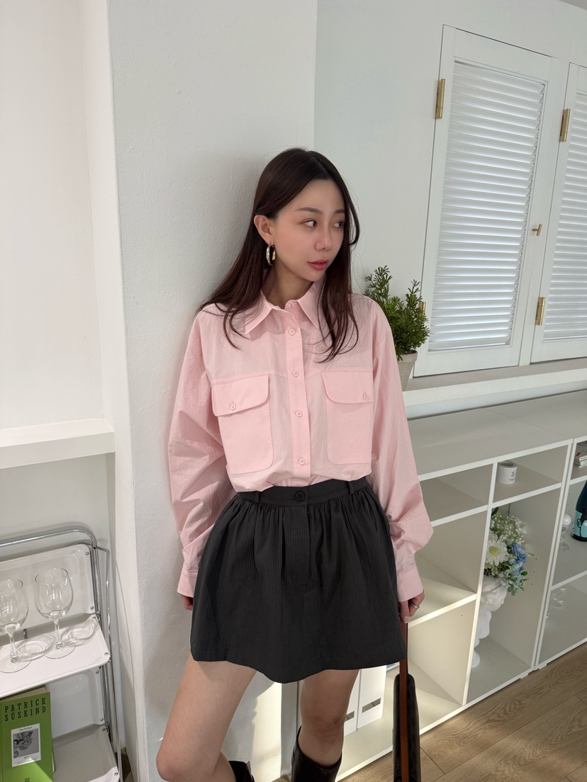 LUMIPLE韓國東大門代購女士新款人氣時尚襯衫蕾絲衫口袋寬松LUMIPLE襯衫/蕾絲衫