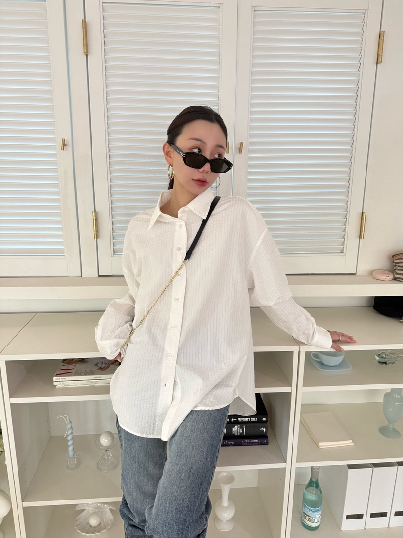 LUMIPLE韓國東大門代購女士新款人氣時尚襯衫蕾絲衫口袋寬松LUMIPLE襯衫/蕾絲衫