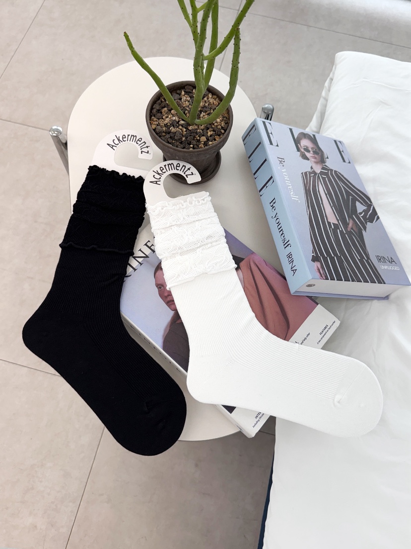 NICEALICE東大門實拍女裝新款熱賣26春夏休閑襪子蕾絲褶皺NICEALICE襪子