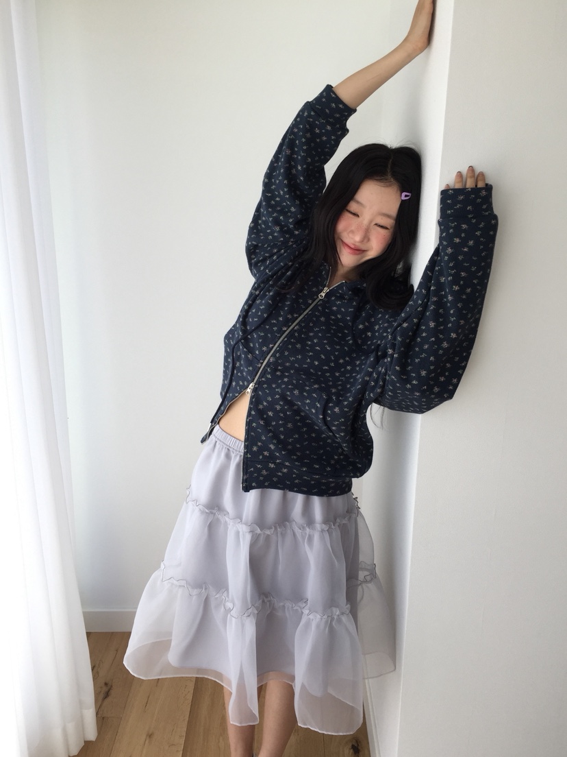 LOVE MOMENT東大門實拍女裝新款26春夏夾克連帽拉鏈衫花朵LOVE MOMENT夾克