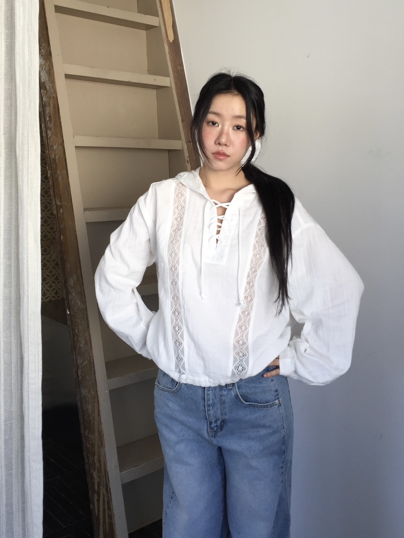 LOVE MOMENT韓國直郵女士新品人氣真品襯衫蕾絲衫蕾絲連帽LOVE MOMENT襯衫/蕾絲衫