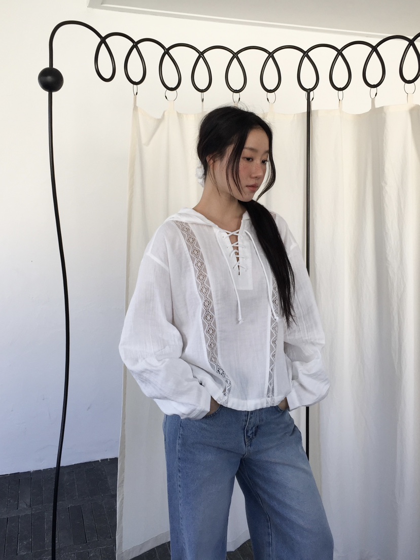 LOVE MOMENT韓國直郵女士新品人氣真品襯衫蕾絲衫蕾絲連帽LOVE MOMENT襯衫/蕾絲衫