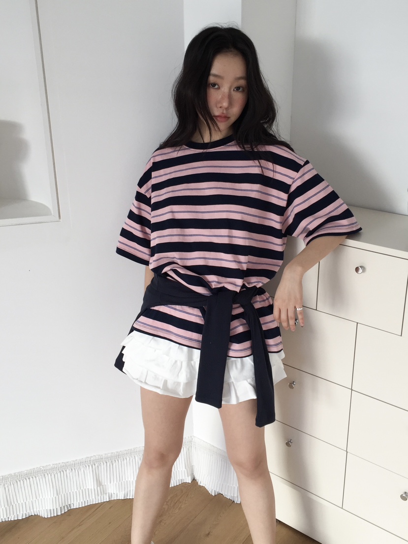 LOVE MOMENT東大門實拍女士新款職業真品26春夏熱賣T恤條紋LOVE MOMENTT恤