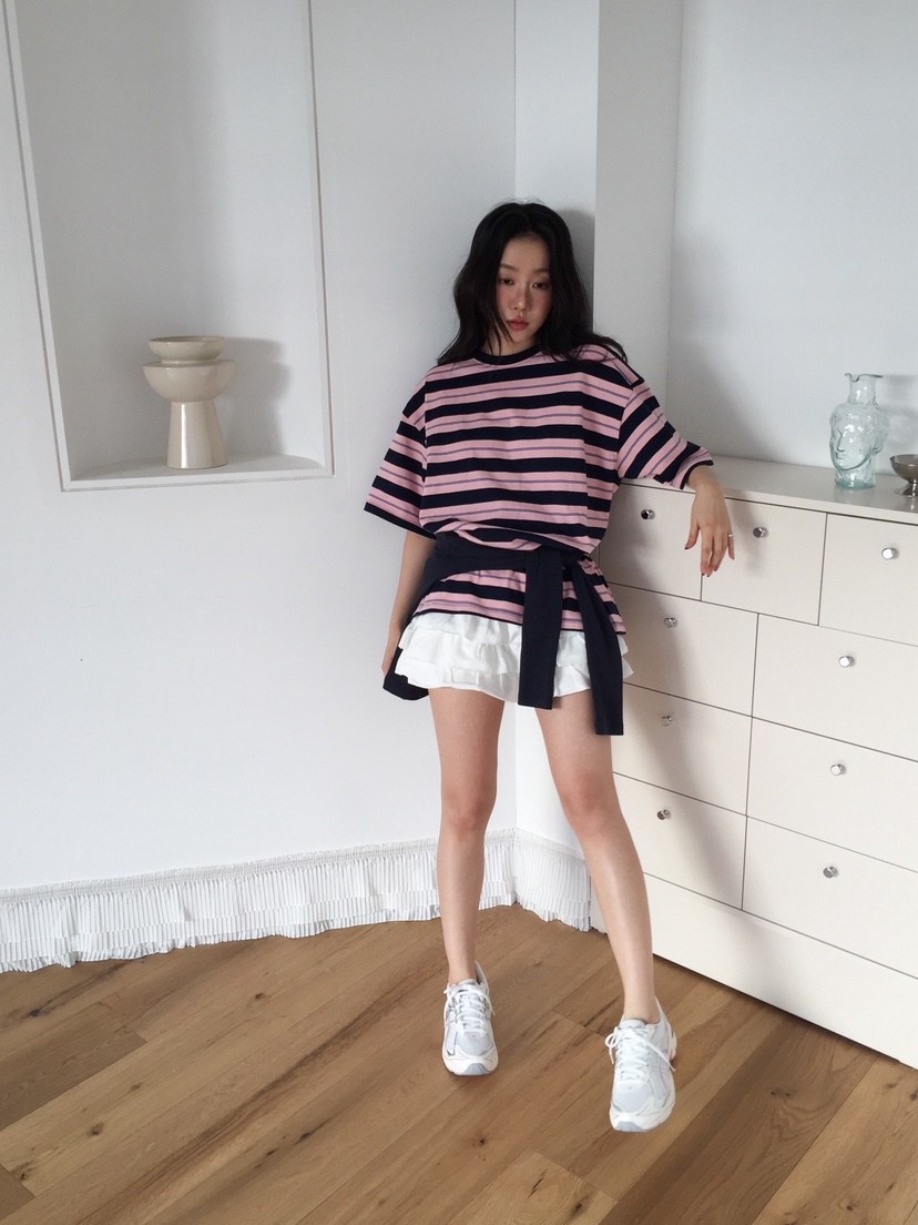 LOVE MOMENT東大門實拍女士新款職業真品26春夏熱賣T恤條紋LOVE MOMENTT恤