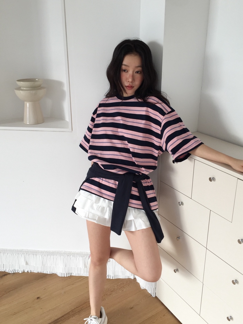 LOVE MOMENT東大門實拍女士新款職業真品26春夏熱賣T恤條紋LOVE MOMENTT恤