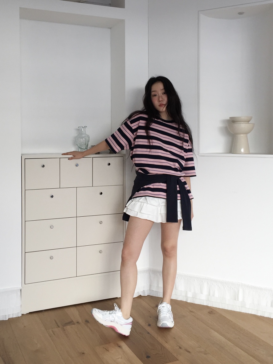 LOVE MOMENT東大門實拍女士新款職業真品26春夏熱賣T恤條紋LOVE MOMENTT恤