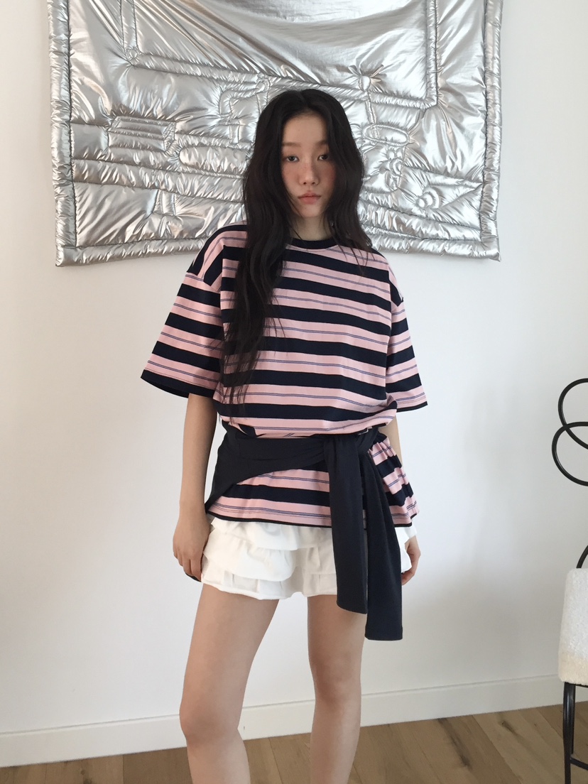 LOVE MOMENT東大門實拍女士新款職業真品26春夏熱賣T恤條紋LOVE MOMENTT恤