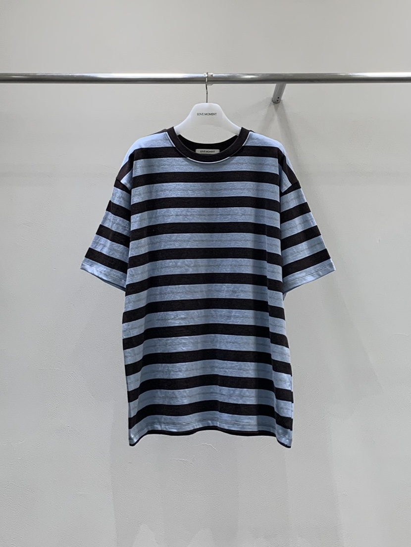 LOVE MOMENT東大門實拍女士新款職業真品26春夏熱賣T恤條紋LOVE MOMENTT恤圖色2