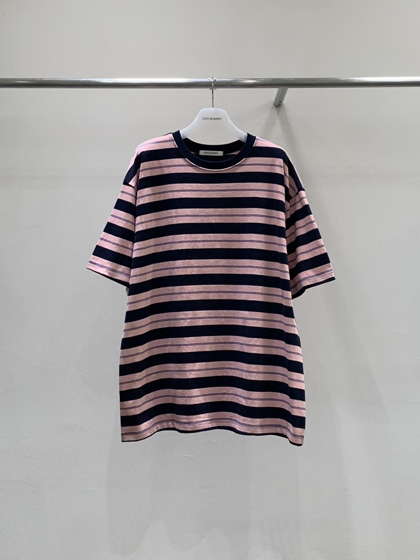 LOVE MOMENT東大門實拍女士新款職業真品26春夏熱賣T恤條紋LOVE MOMENTT恤圖色3