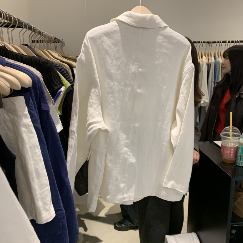 PLATE韓國直郵女士新品時尚人氣熱賣職業休閑26春夏夾克亞麻布PLATE夾克