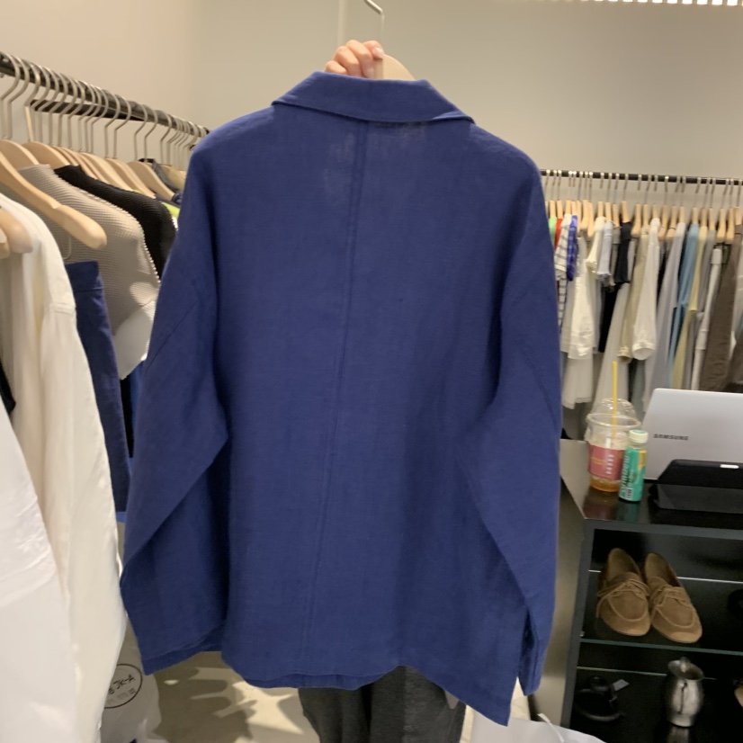 PLATE韓國直郵女士新品時尚人氣熱賣職業休閑26春夏夾克亞麻布PLATE夾克