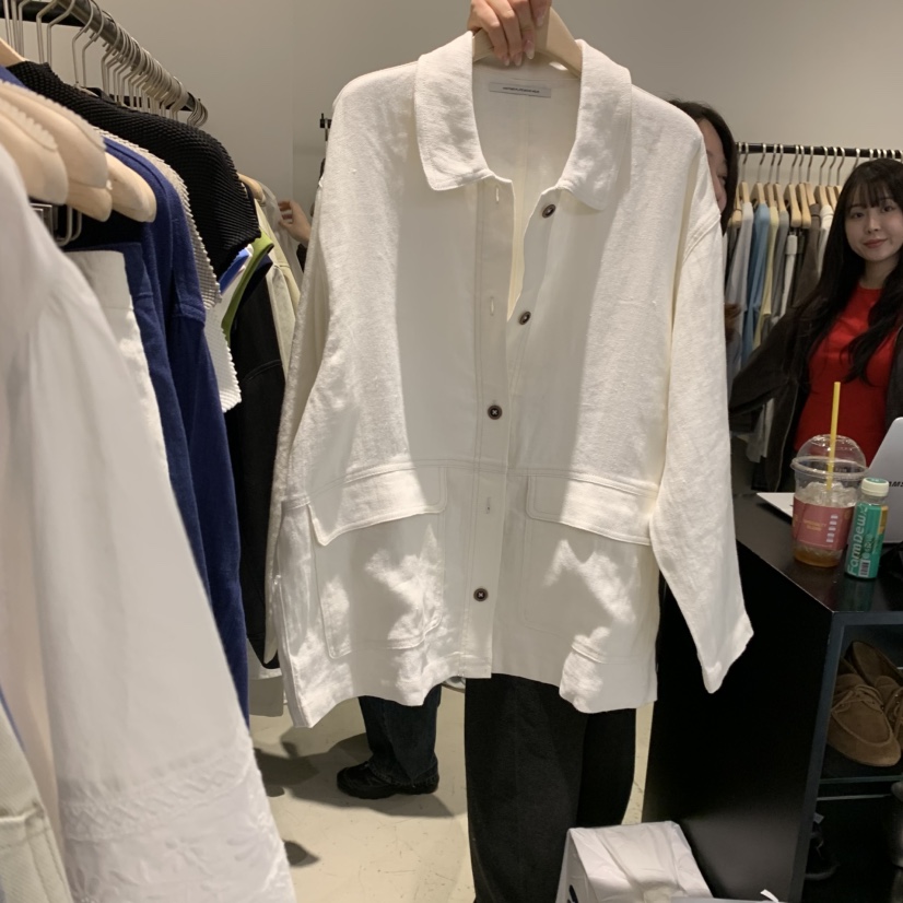 PLATE韓國直郵女士新品時尚人氣熱賣職業休閑26春夏夾克亞麻布PLATE夾克圖色1