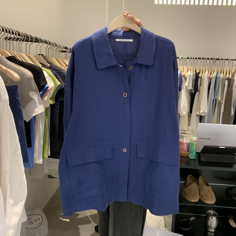 PLATE韓國直郵女士新品時尚人氣熱賣職業休閑26春夏夾克亞麻布PLATE夾克圖色2