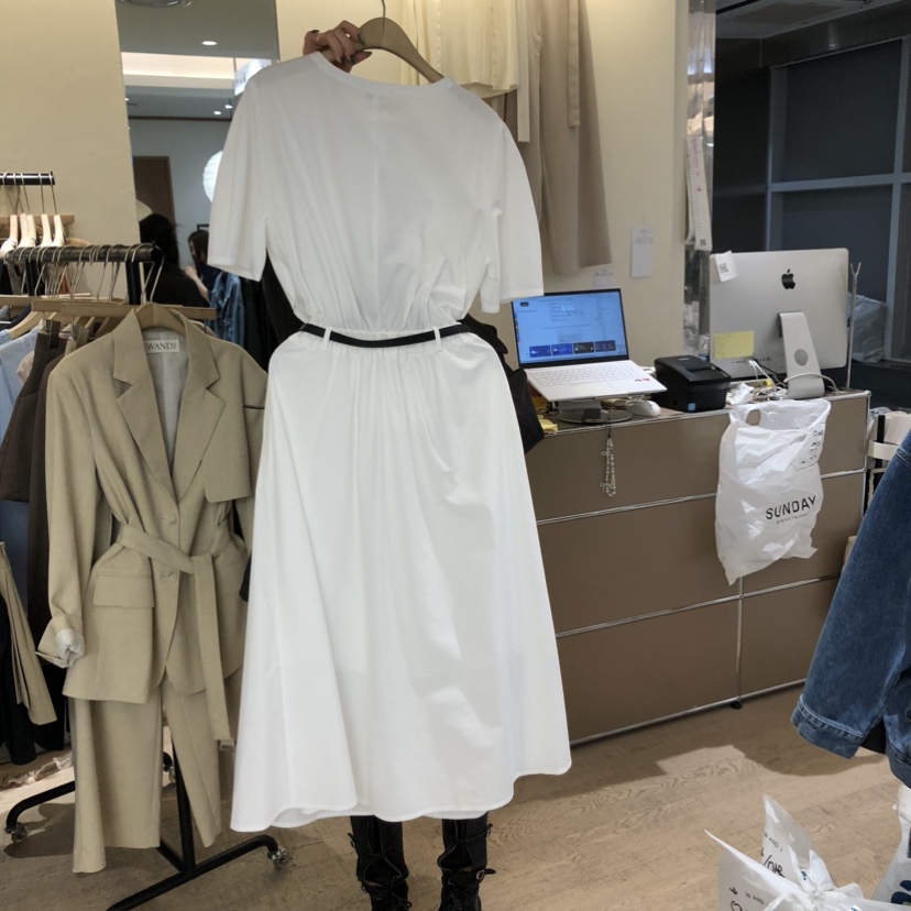 W AND J韓國代購女裝新款26春夏時尚職業連衣裙不含腰帶W AND J連衣裙