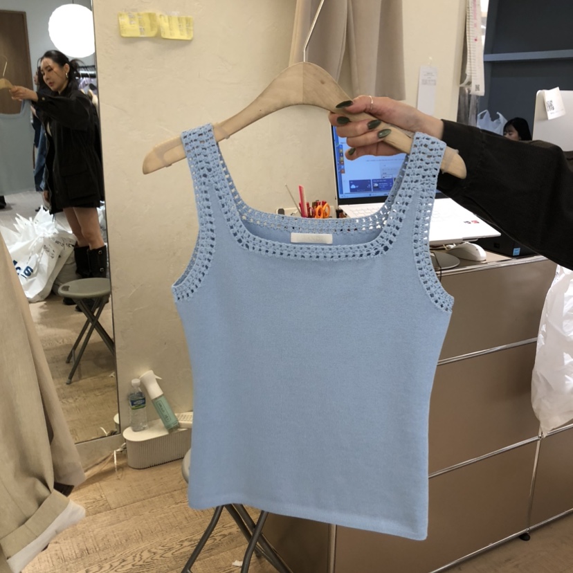 W AND J東大門代購女裝新品熱賣時尚真品26春夏吊帶背心手工W AND J吊帶/背心圖色2