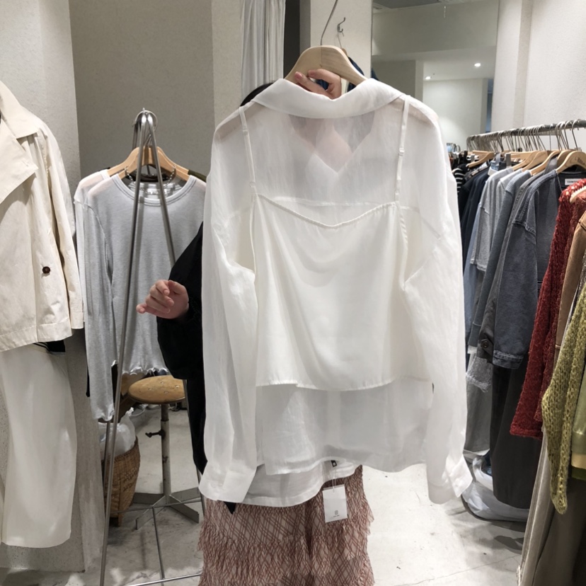 SSEMIENNE東大門實拍女士新款26春夏推薦職業襯衫蕾絲衫透明SSENIQUE襯衫/蕾絲衫