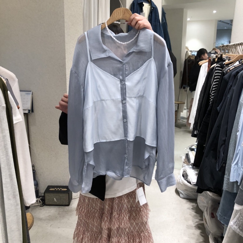 SSEMIENNE東大門實拍女士新款26春夏推薦職業襯衫蕾絲衫透明SSENIQUE襯衫/蕾絲衫圖色3