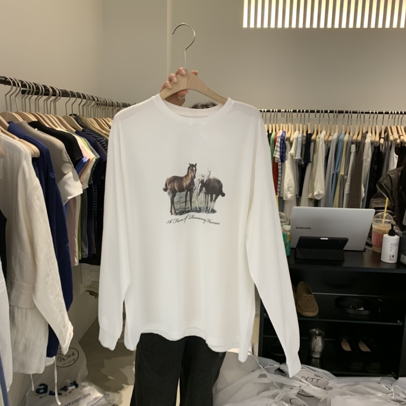 PLATE東大門實拍女士新款人氣職業26春夏真品時尚長袖T恤PLATE長袖T恤圖色1