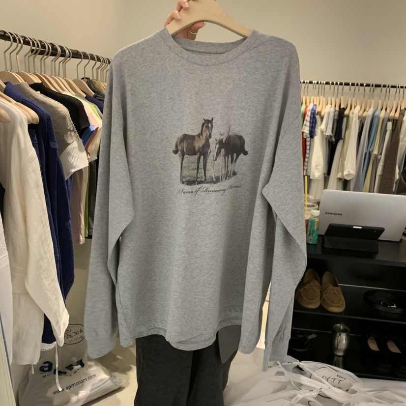 PLATE東大門實拍女士新款人氣職業26春夏真品時尚長袖T恤PLATE長袖T恤圖色2