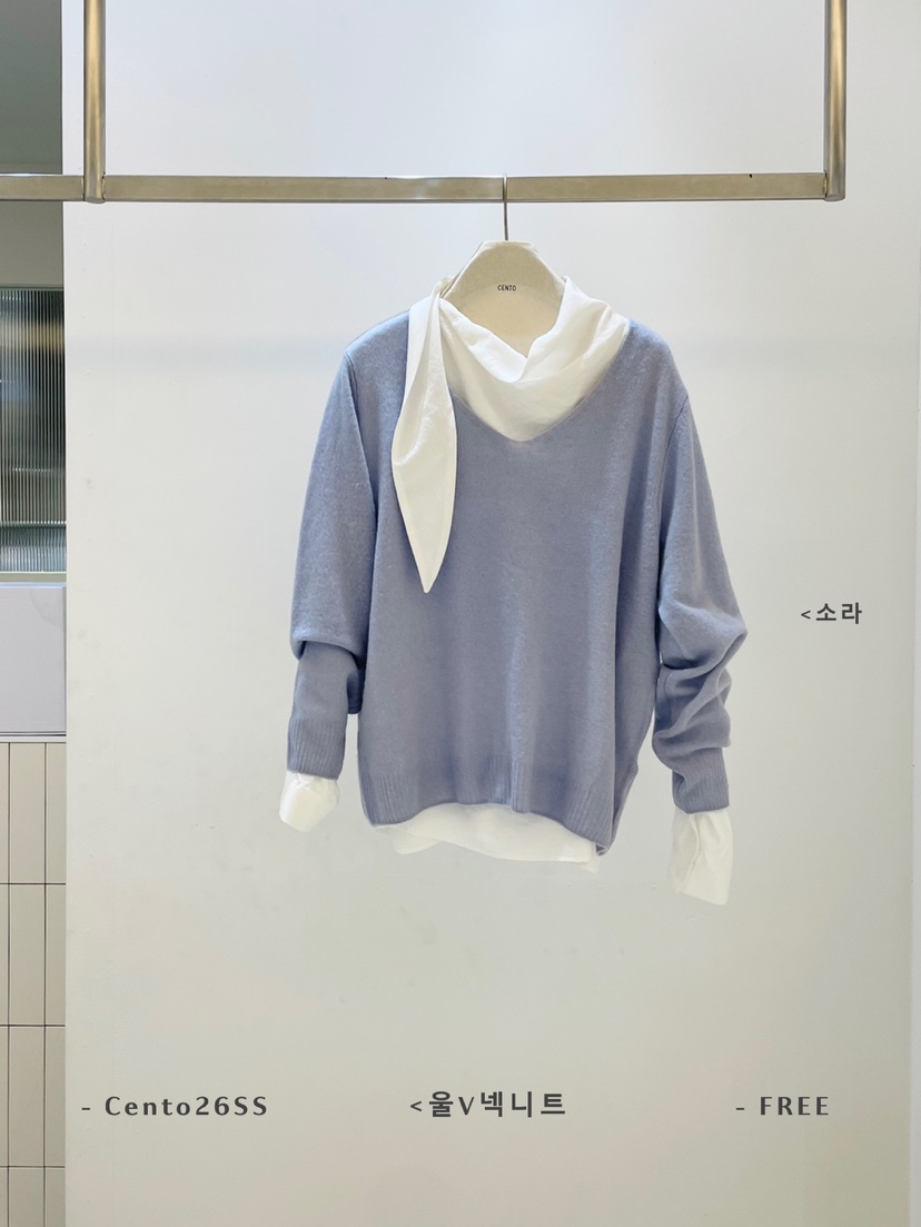 CENTO東大門直郵女裝新品26春夏推薦針織衫不含內搭V領羊毛CENTO針織衫圖色3