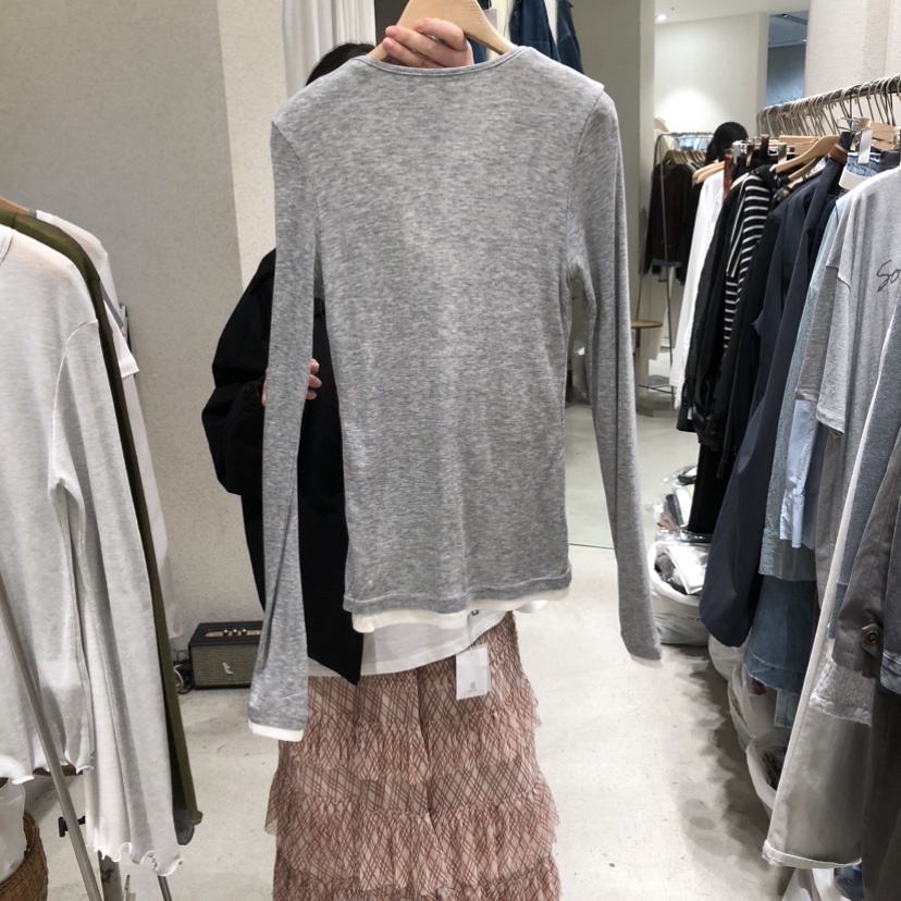 SSEMIENNE韓國代購女裝新品職業熱賣休閑人氣長袖T恤假兩件SSENIQUE長袖T恤