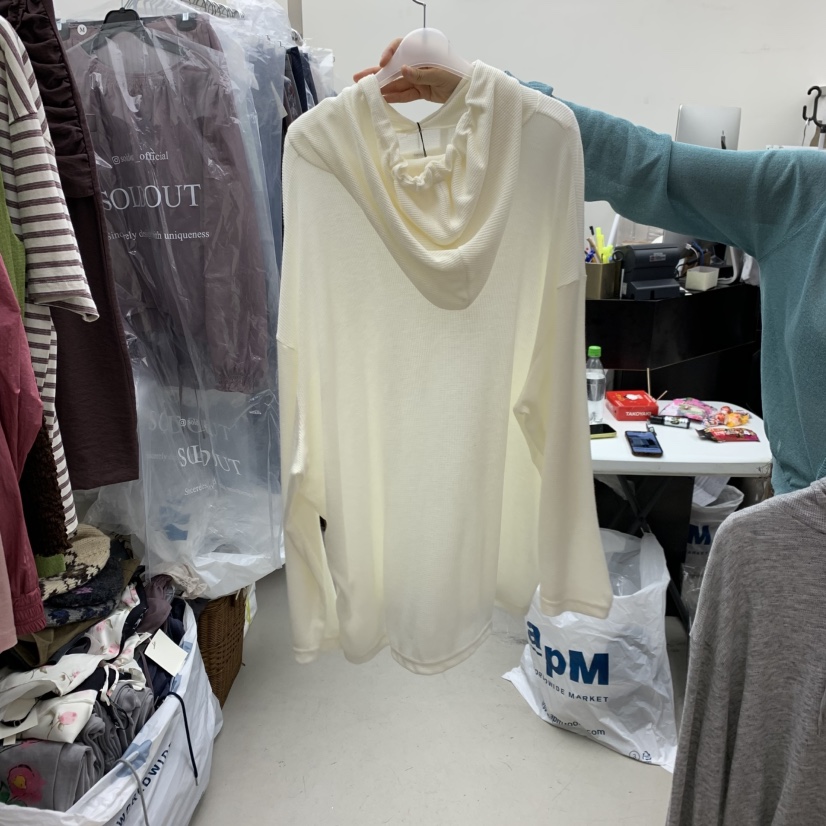 SOLD OUT韓國直郵女士新款推薦時尚長袖T恤華夫格連帽衫SOLD OUT長袖T恤