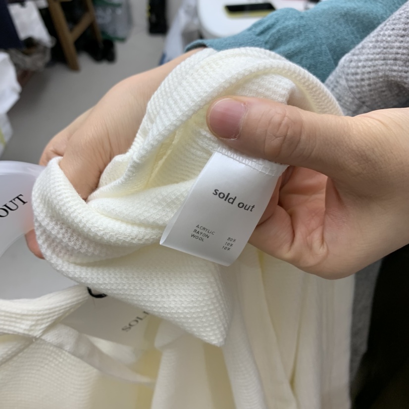 SOLD OUT韓國直郵女士新款推薦時尚長袖T恤華夫格連帽衫SOLD OUT長袖T恤