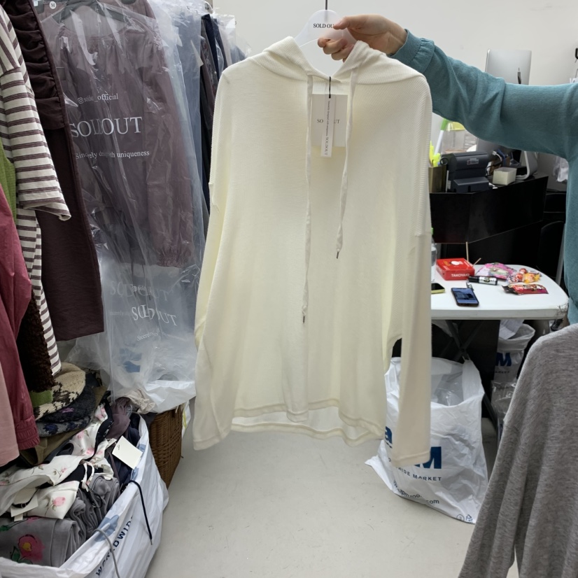 SOLD OUT韓國直郵女士新款推薦時尚長袖T恤華夫格連帽衫SOLD OUT長袖T恤圖色1