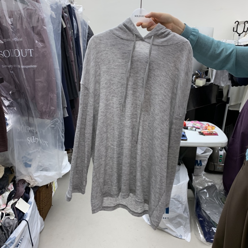 SOLD OUT韓國直郵女士新款推薦時尚長袖T恤華夫格連帽衫SOLD OUT長袖T恤圖色3