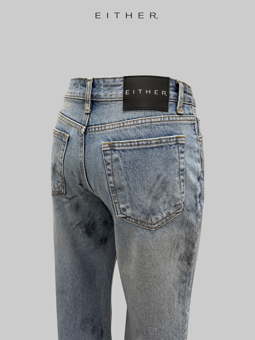 EITHER東大門實拍女裝新款人氣休閑真品職業牛仔褲水洗喇叭EITHER牛仔褲