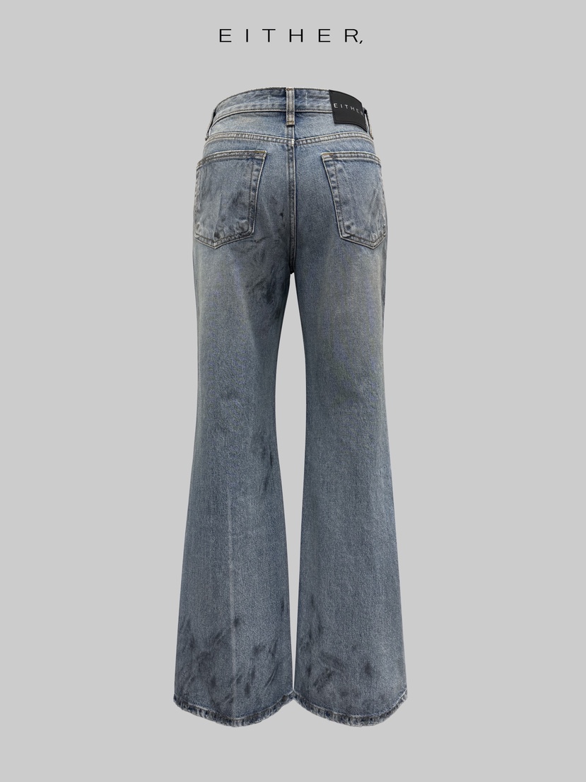 EITHER東大門實拍女裝新款人氣休閑真品職業牛仔褲水洗喇叭EITHER牛仔褲