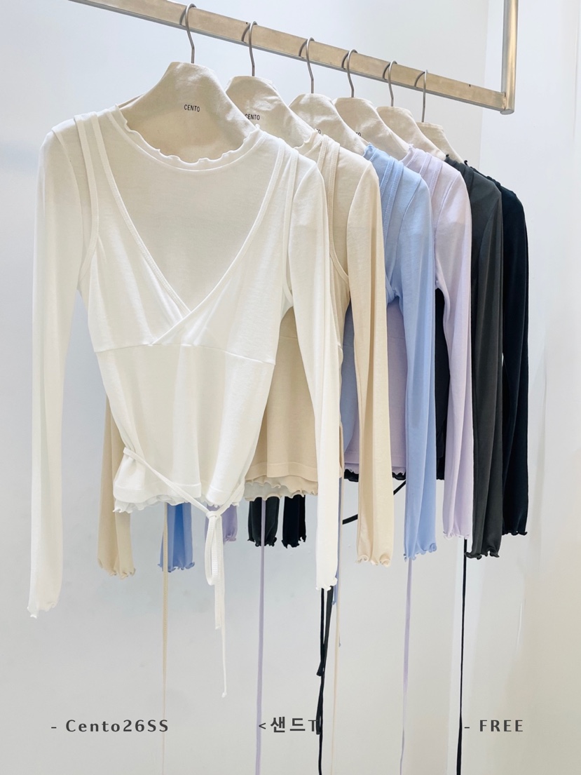CENTO東大門直郵女士新品人氣職業26春夏真品長袖T恤假兩件CENTO長袖T恤
