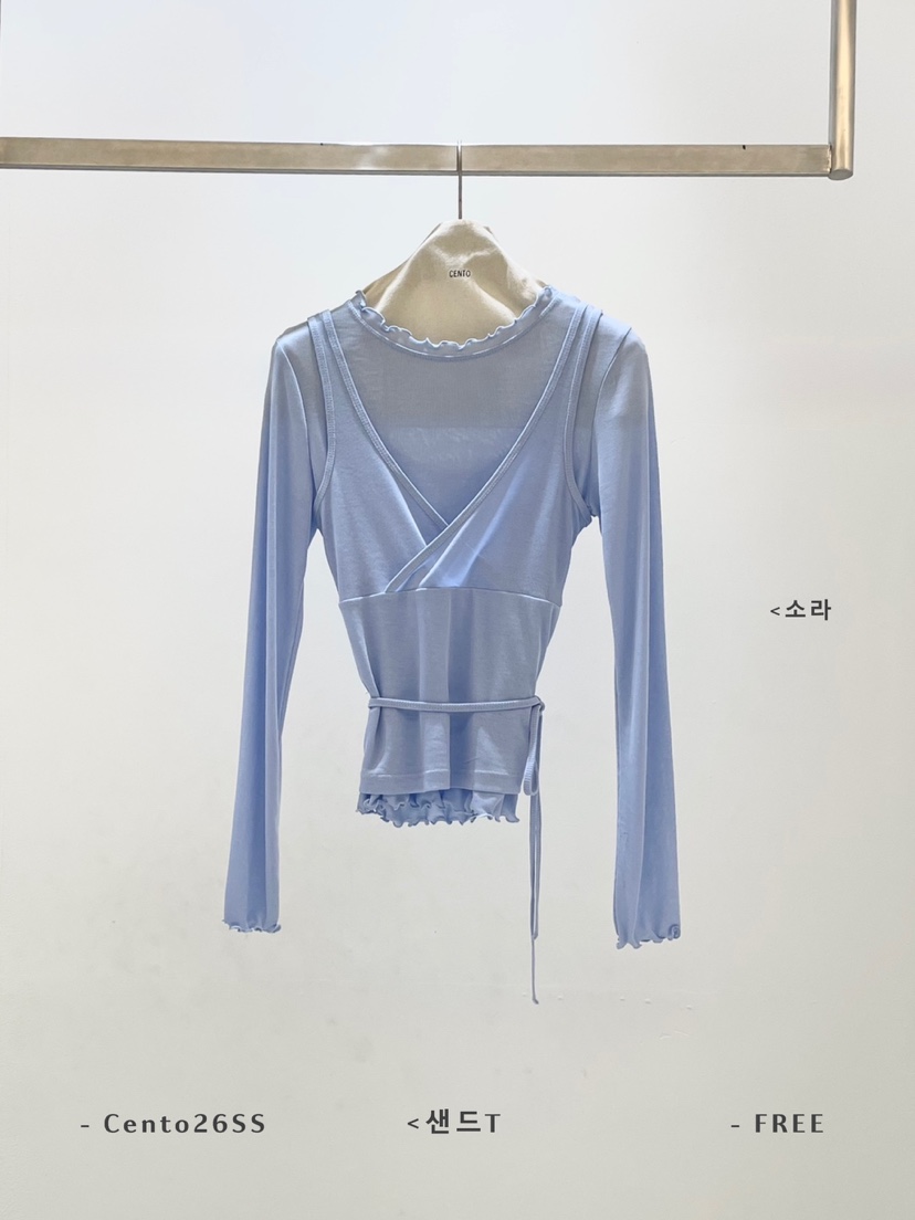 CENTO東大門直郵女士新品人氣職業26春夏真品長袖T恤假兩件CENTO長袖T恤圖色3
