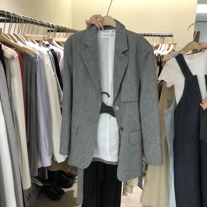 W AND J韓國代購女士新品時尚休閑推薦真品26春夏夾克含腰帶W AND J夾克圖色1