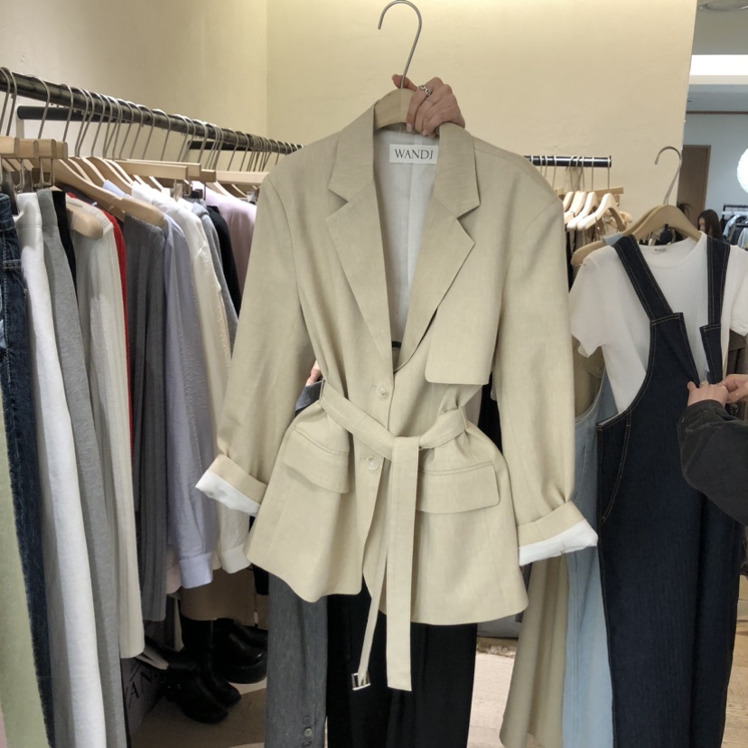 W AND J韓國代購女士新品時尚休閑推薦真品26春夏夾克含腰帶W AND J夾克圖色2