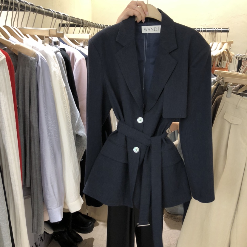 W AND J韓國代購女士新品時尚休閑推薦真品26春夏夾克含腰帶W AND J夾克圖色3