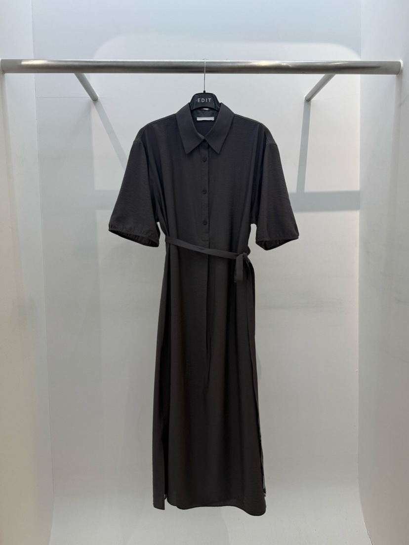 EDIT韓國代購女士新款真品人氣推薦職業時尚連衣裙含腰帶EDIT連衣裙圖色2墨色