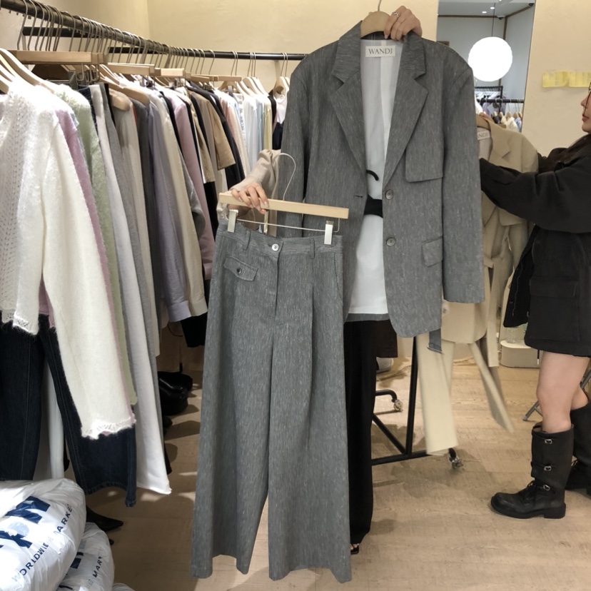 W AND J東大門實拍女裝新款26春夏熱賣職業套裝含腰帶套裝W AND J套裝圖色2