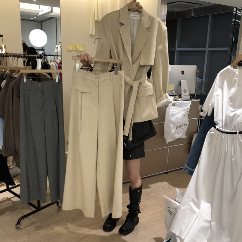 W AND J東大門實拍女裝新款26春夏熱賣職業套裝含腰帶套裝W AND J套裝圖色3