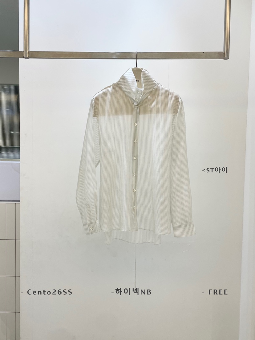 CENTO東大門直郵女裝新品真品推薦26春夏職業襯衫蕾絲衫高領CENTO襯衫/蕾絲衫圖色2白條紋