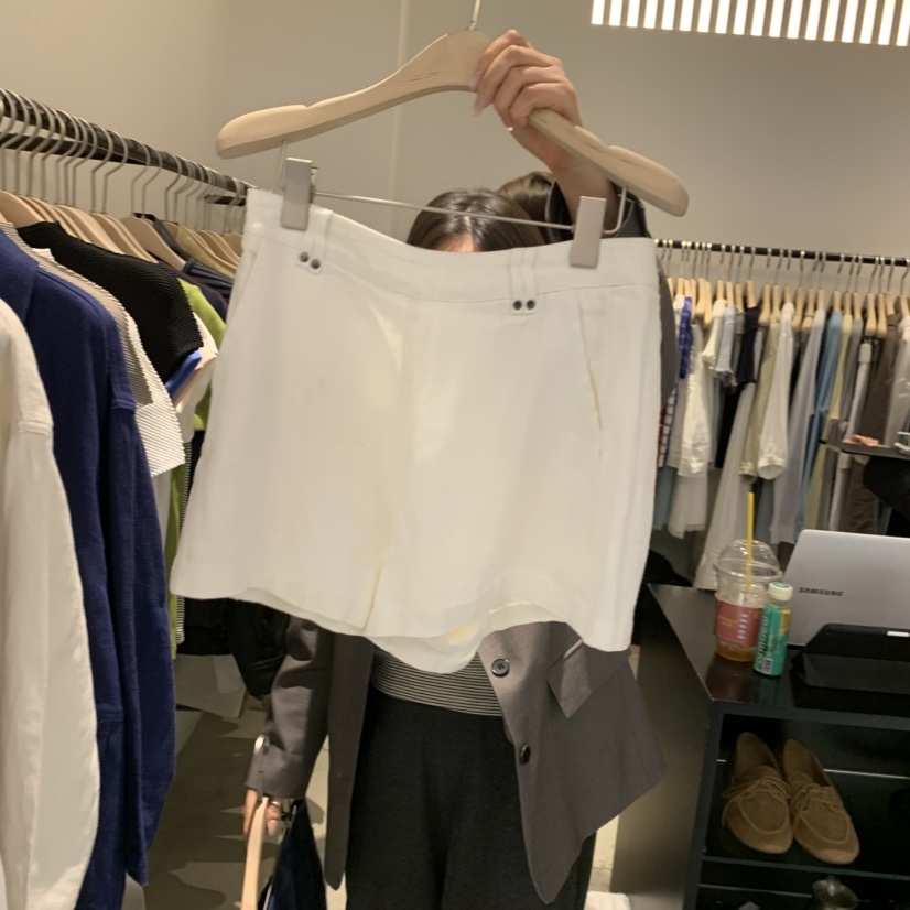 PLATE東大門代購女裝新款真品26春夏熱賣推薦休閑短褲亞麻PLATE短褲圖色1