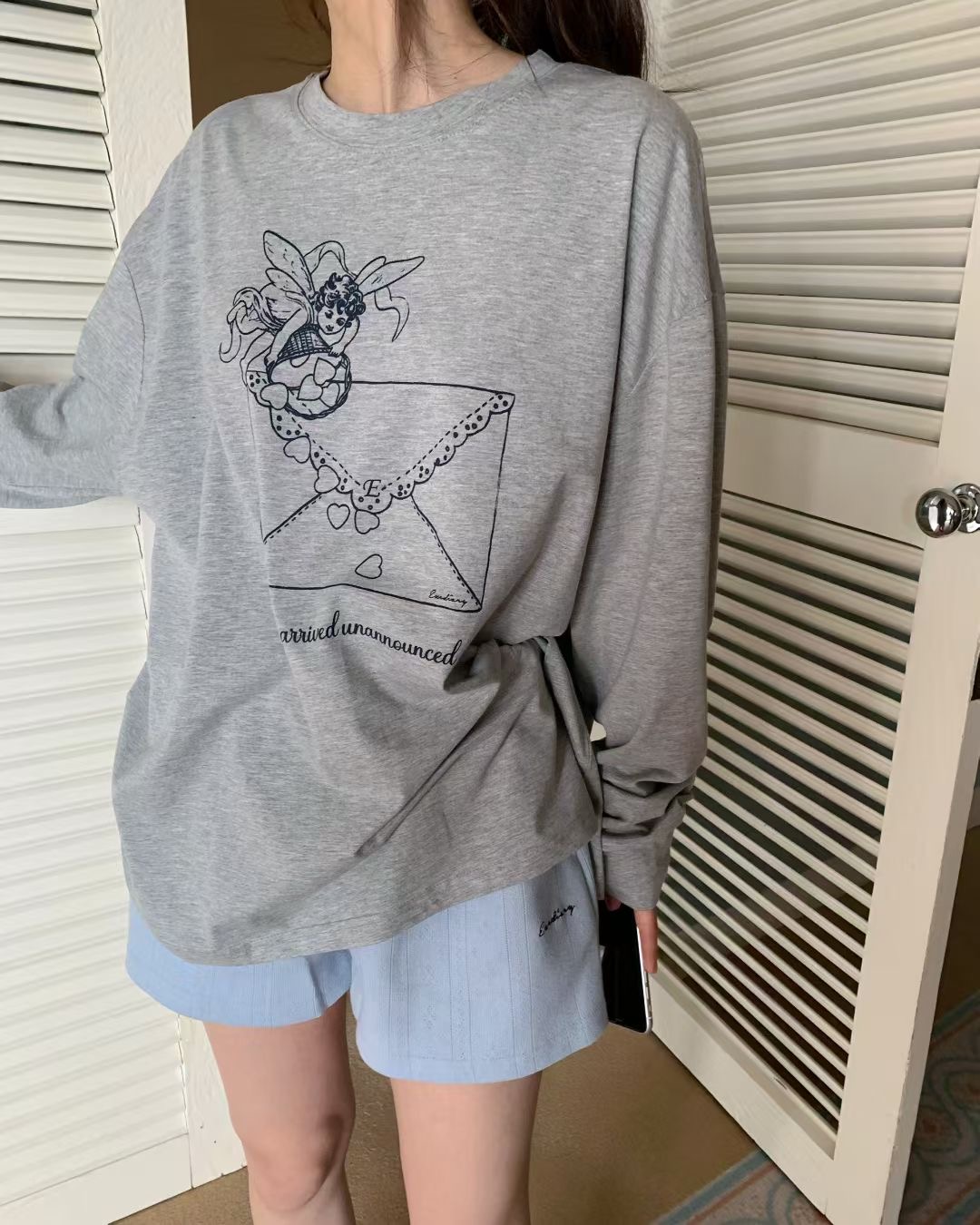 EZEDIARY東大門代購女裝新款休閑推薦職業人氣26春夏長袖T恤EZEDIARY長袖T恤圖色1