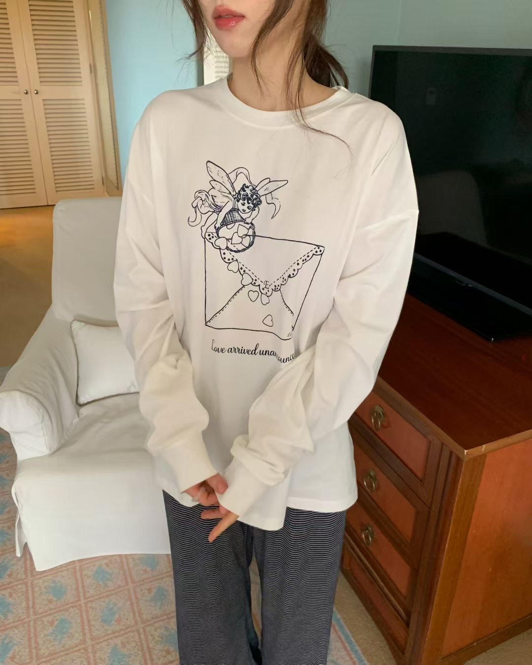 EZEDIARY東大門代購女裝新款休閑推薦職業人氣26春夏長袖T恤EZEDIARY長袖T恤圖色2