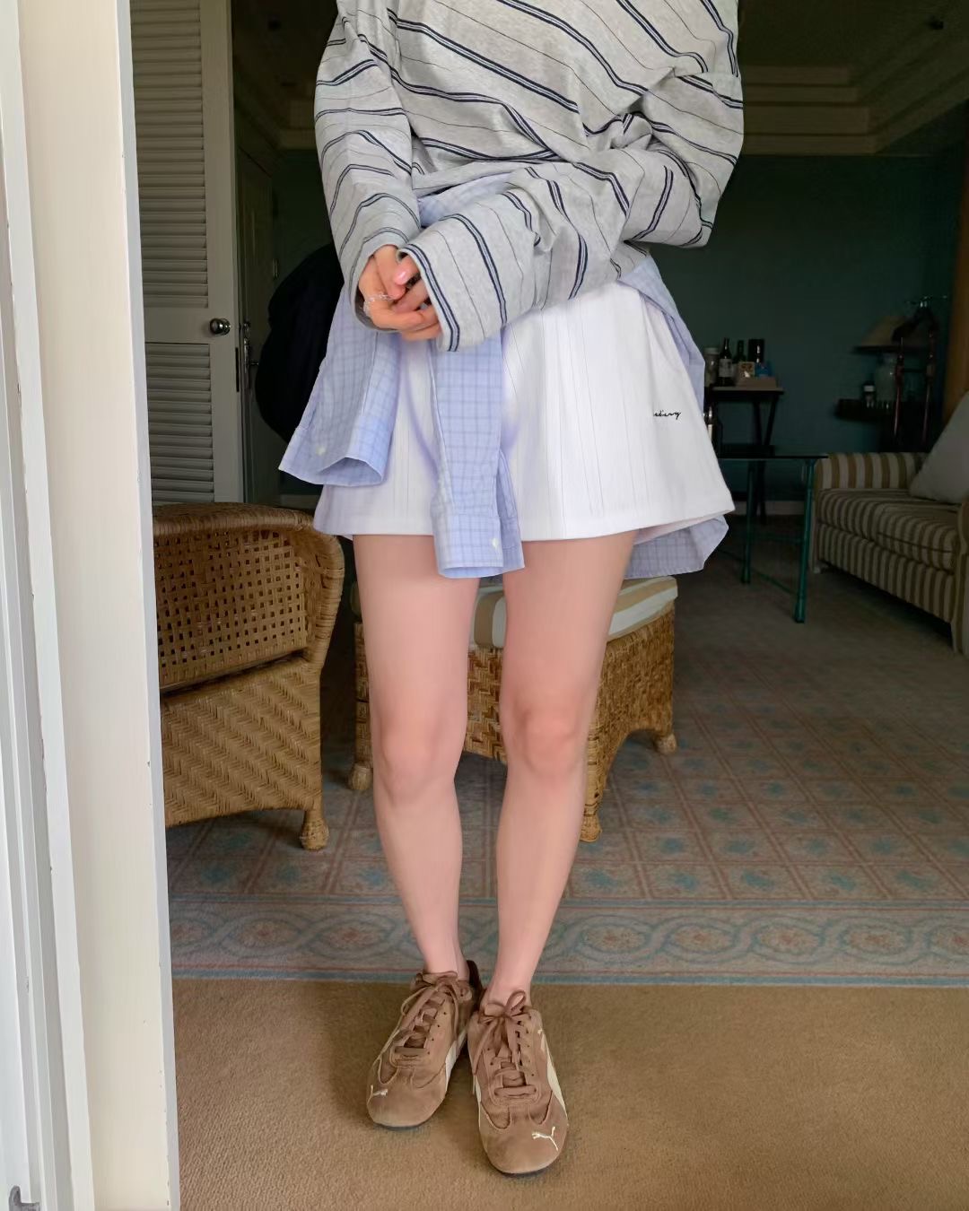 EZEDIARY韓國代購女士新款時尚休閑熱賣26春夏短褲刺繡鏤空EZEDIARY短褲圖色4