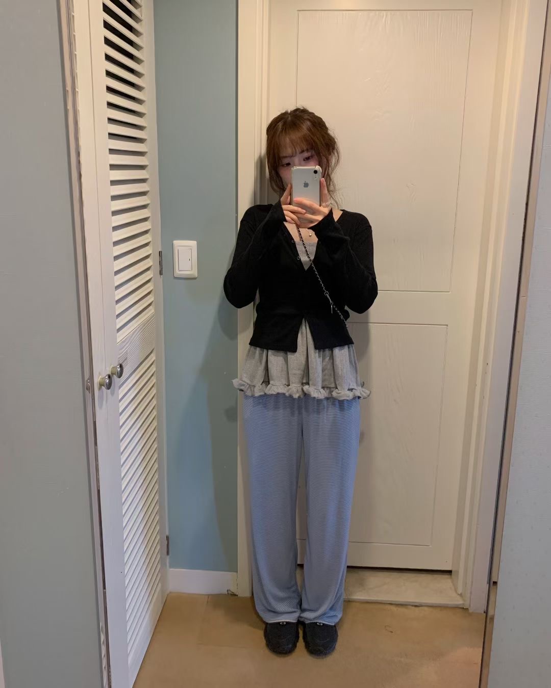 EZEDIARY韓國直郵女裝新品職業真品休閑熱賣休閑褲蕾絲條紋EZEDIARY休閑褲圖色3