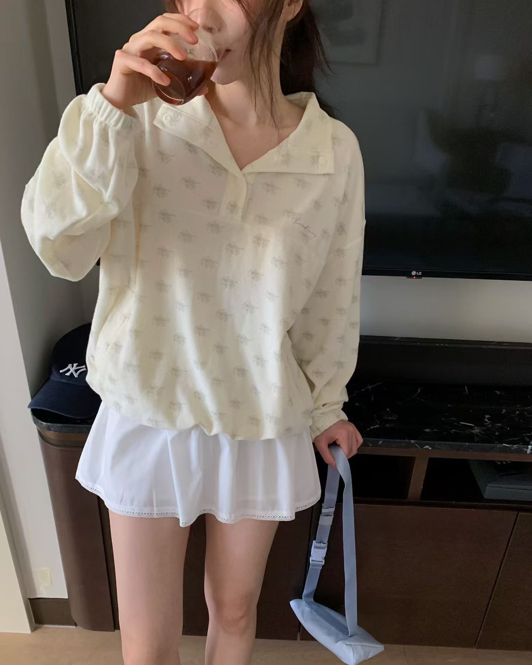 EZEDIARY東大門直郵女士新品真品熱賣時尚26春夏長袖T恤連帽衫EZEDIARY長袖T恤