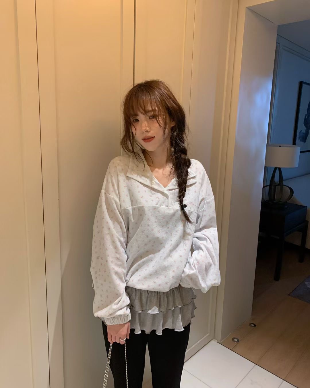 EZEDIARY東大門直郵女士新品真品熱賣時尚26春夏長袖T恤連帽衫EZEDIARY長袖T恤