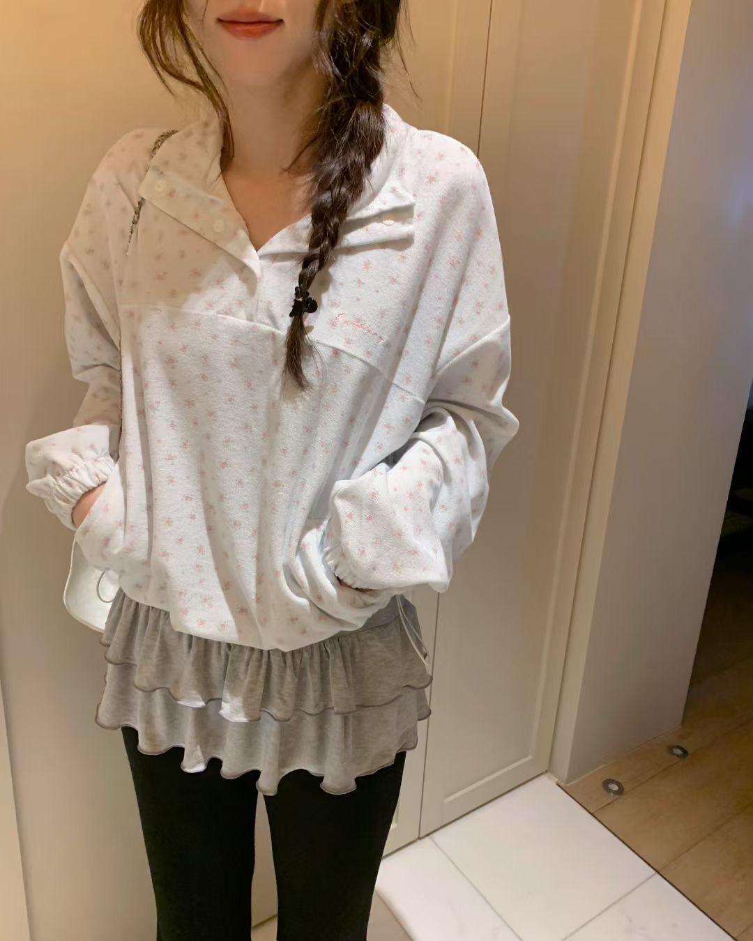 EZEDIARY東大門直郵女士新品真品熱賣時尚26春夏長袖T恤連帽衫EZEDIARY長袖T恤圖色2